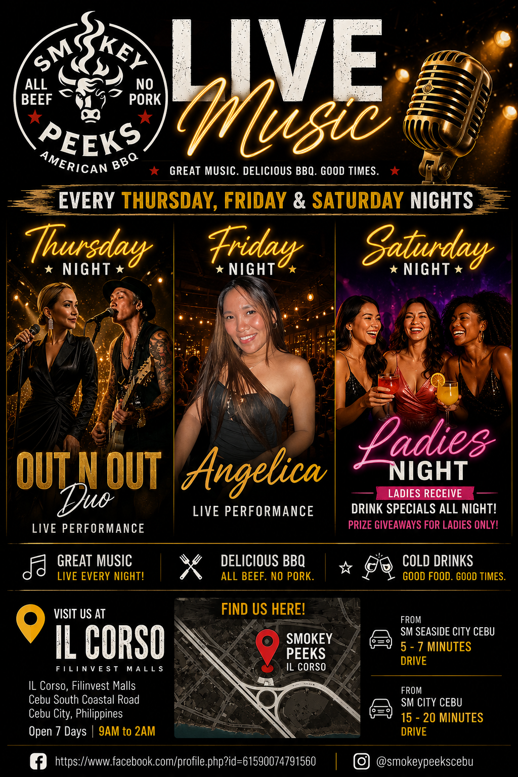 Live music every Thursday, Friday and Saturday at Smokey Peeks
